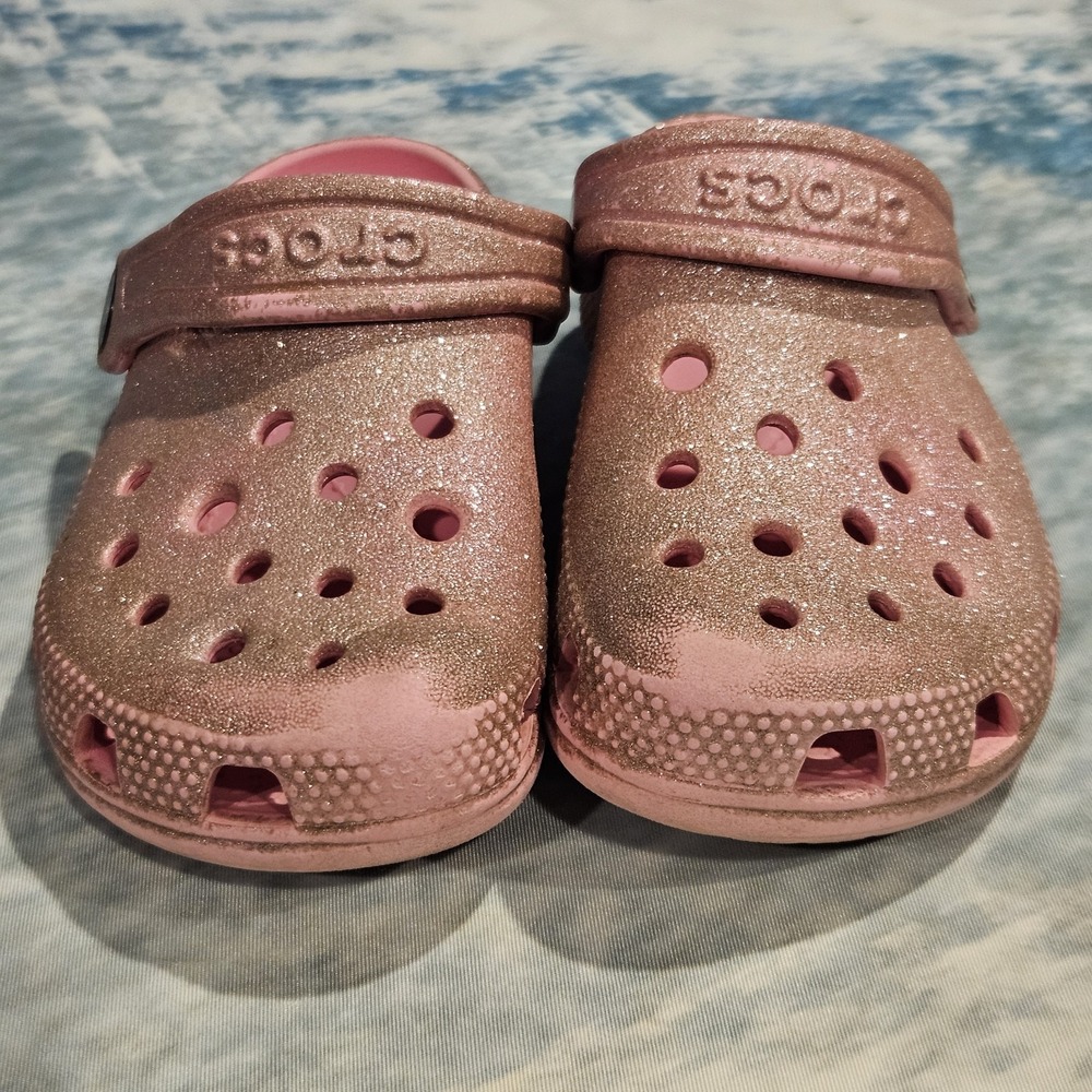 Crocs Toddler Girls Pink Glitter Sparkle Clogs Size C9